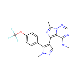 CNc1ncnn2c(C)nc(-c3cnn(C)c3-c3ccc(OC(F)(F)F)cc3)c12 ZINC000169697375