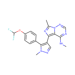 CNc1ncnn2c(C)nc(-c3cnn(C)c3-c3ccc(OC(F)F)cc3)c12 ZINC000169697399