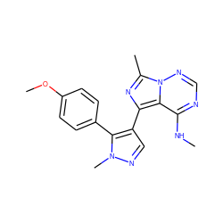 CNc1ncnn2c(C)nc(-c3cnn(C)c3-c3ccc(OC)cc3)c12 ZINC000169697363