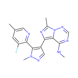 CNc1ncnn2c(C)nc(-c3cnn(C)c3-c3ncc(C)cc3F)c12 ZINC000169697365