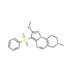 CNc1nn2c3c(cnc2c1S(=O)(=O)c1ccccc1)CN(C)CC3 ZINC000068197253