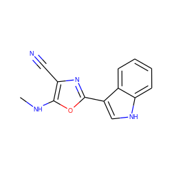 CNc1oc(-c2c[nH]c3ccccc23)nc1C#N ZINC000169345941