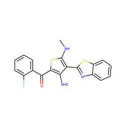 CNc1sc(C(=O)c2ccccc2F)c(N)c1-c1nc2ccccc2s1 ZINC000004979980