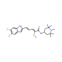 CO/C(=C\C=C\c1cc2cc(Cl)c(Cl)cc2[nH]1)C(=O)NC1CC(C)(C)N(C)C(C)(C)C1 ZINC000001488729