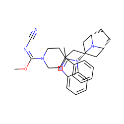 CO/C(=N/C#N)N1CCC(CCN2[C@H]3CC[C@@H]2C[C@H](n2c(C)nc4ccccc42)C3)(c2ccccc2)CC1 ZINC000101193539