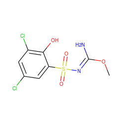 CO/C(N)=N/S(=O)(=O)c1cc(Cl)cc(Cl)c1O ZINC000013808122