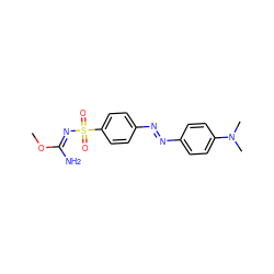 CO/C(N)=N/S(=O)(=O)c1ccc(/N=N/c2ccc(N(C)C)cc2)cc1 ZINC000013808126