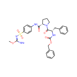 CO/C(N)=N/S(=O)(=O)c1ccc(NC(=O)[C@@H]2CCCN2C(=O)[C@H](Cc2ccccc2)NC(=O)OCc2ccccc2)cc1 ZINC000029480870