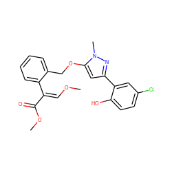 CO/C=C(/C(=O)OC)c1ccccc1COc1cc(-c2cc(Cl)ccc2O)nn1C ZINC000103175542