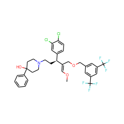 CO/C=C(\COCc1cc(C(F)(F)F)cc(C(F)(F)F)c1)[C@@H](CCN1CCC(O)(c2ccccc2)CC1)c1ccc(Cl)c(Cl)c1 ZINC000027986300