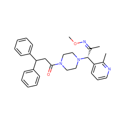 CO/N=C(/C)[C@H](c1cccnc1C)N1CCN(C(=O)CC(c2ccccc2)c2ccccc2)CC1 ZINC000013833161