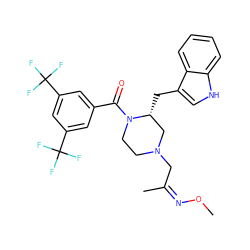 CO/N=C(/C)CN1CCN(C(=O)c2cc(C(F)(F)F)cc(C(F)(F)F)c2)[C@H](Cc2c[nH]c3ccccc23)C1 ZINC000028570719