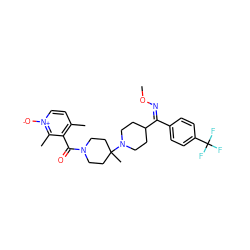 CO/N=C(/c1ccc(C(F)(F)F)cc1)C1CCN(C2(C)CCN(C(=O)c3c(C)cc[n+]([O-])c3C)CC2)CC1 ZINC000027523068