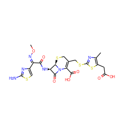 CO/N=C(\C(=O)N[C@@H]1C(=O)N2C(C(=O)O)=C(CSc3nc(C)c(CC(=O)O)s3)CS[C@H]12)c1csc(N)n1 ZINC000003830421