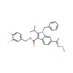 CO/N=C(\C)c1ccc2c(C(=O)NCc3ccc(F)c(F)c3)c(C(C)C)n(Cc3ccccc3)c2c1 ZINC000096172241