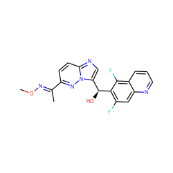 CO/N=C(\C)c1ccc2ncc([C@H](O)c3c(F)cc4ncccc4c3F)n2n1 ZINC000096170310