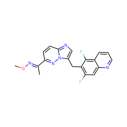 CO/N=C(\C)c1ccc2ncc(Cc3c(F)cc4ncccc4c3F)n2n1 ZINC000068248550