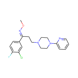 CO/N=C(\CCN1CCN(c2ccccn2)CC1)c1ccc(F)c(Cl)c1 ZINC000036216657