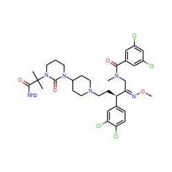 CO/N=C(\CN(C)C(=O)c1cc(Cl)cc(Cl)c1)[C@H](CCN1CCC(N2CCCN(C(C)(C)C(N)=O)C2=O)CC1)c1ccc(Cl)c(Cl)c1 ZINC000026393020