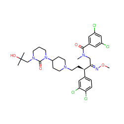 CO/N=C(\CN(C)C(=O)c1cc(Cl)cc(Cl)c1)[C@H](CCN1CCC(N2CCCN(CC(C)(C)O)C2=O)CC1)c1ccc(Cl)c(Cl)c1 ZINC000003979461