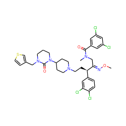 CO/N=C(\CN(C)C(=O)c1cc(Cl)cc(Cl)c1)[C@H](CCN1CCC(N2CCCN(Cc3ccsc3)C2=O)CC1)c1ccc(Cl)c(Cl)c1 ZINC000095541954