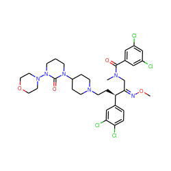 CO/N=C(\CN(C)C(=O)c1cc(Cl)cc(Cl)c1)[C@H](CCN1CCC(N2CCCN(N3CCOCC3)C2=O)CC1)c1ccc(Cl)c(Cl)c1 ZINC000026401797