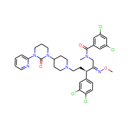 CO/N=C(\CN(C)C(=O)c1cc(Cl)cc(Cl)c1)[C@H](CCN1CCC(N2CCCN(c3ccccn3)C2=O)CC1)c1ccc(Cl)c(Cl)c1 ZINC000026400888