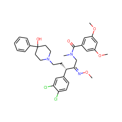 CO/N=C(\CN(C)C(=O)c1cc(OC)cc(OC)c1)[C@@H](CCN1CCC(O)(c2ccccc2)CC1)c1ccc(Cl)c(Cl)c1 ZINC000029232130