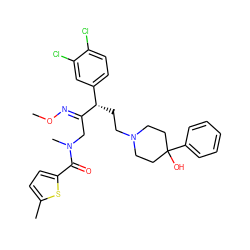 CO/N=C(\CN(C)C(=O)c1ccc(C)s1)[C@@H](CCN1CCC(O)(c2ccccc2)CC1)c1ccc(Cl)c(Cl)c1 ZINC000029230032