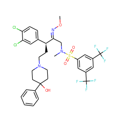 CO/N=C(\CN(C)S(=O)(=O)c1cc(C(F)(F)F)cc(C(F)(F)F)c1)[C@@H](CCN1CCC(O)(c2ccccc2)CC1)c1ccc(Cl)c(Cl)c1 ZINC000095611900