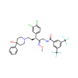 CO/N=C(\CNC(=O)c1cc(C(F)(F)F)cc(C(F)(F)F)c1)[C@@H](CCN1CCC(O)(c2ccccc2)CC1)c1ccc(Cl)c(Cl)c1 ZINC000029226656