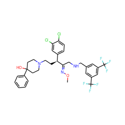 CO/N=C(\CNCc1cc(C(F)(F)F)cc(C(F)(F)F)c1)[C@@H](CCN1CCC(O)(c2ccccc2)CC1)c1ccc(Cl)c(Cl)c1 ZINC000029240574