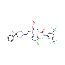 CO/N=C(\COC(=O)Nc1cc(C(F)(F)F)cc(C(F)(F)F)c1)[C@@H](CCN1CCC(O)(c2ccccc2)CC1)c1ccc(Cl)c(Cl)c1 ZINC000029228165