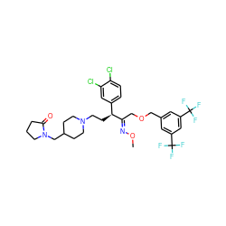 CO/N=C(\COCc1cc(C(F)(F)F)cc(C(F)(F)F)c1)[C@@H](CCN1CCC(CN2CCCC2=O)CC1)c1ccc(Cl)c(Cl)c1 ZINC000027549612