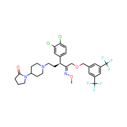 CO/N=C(\COCc1cc(C(F)(F)F)cc(C(F)(F)F)c1)[C@@H](CCN1CCC(N2CCCC2=O)CC1)c1ccc(Cl)c(Cl)c1 ZINC000003994916