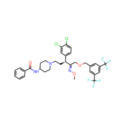 CO/N=C(\COCc1cc(C(F)(F)F)cc(C(F)(F)F)c1)[C@@H](CCN1CCC(NC(=O)c2ccccc2)CC1)c1ccc(Cl)c(Cl)c1 ZINC000027555891