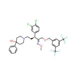 CO/N=C(\COCc1cc(C(F)(F)F)cc(C(F)(F)F)c1)[C@@H](CCN1CCC(O)(c2ccccc2)CC1)c1ccc(Cl)c(Cl)c1 ZINC000026381253