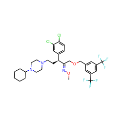 CO/N=C(\COCc1cc(C(F)(F)F)cc(C(F)(F)F)c1)[C@@H](CCN1CCN(C2CCCCC2)CC1)c1ccc(Cl)c(Cl)c1 ZINC000026398009