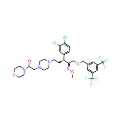 CO/N=C(\COCc1cc(C(F)(F)F)cc(C(F)(F)F)c1)[C@@H](CCN1CCN(CC(=O)N2CCOCC2)CC1)c1ccc(Cl)c(Cl)c1 ZINC000026395542