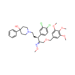 CO/N=C(\COCc1cc(OC)c(OC)c(OC)c1)[C@@H](CCN1CCC(O)(c2ccccc2)CC1)c1ccc(Cl)c(Cl)c1 ZINC000029226887