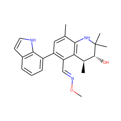 CO/N=C/c1c(-c2cccc3cc[nH]c23)cc(C)c2c1[C@H](C)[C@@H](O)C(C)(C)N2 ZINC000066076537