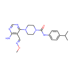 CO/N=C/c1c(N)ncnc1N1CCN(C(=O)Nc2ccc(C(C)C)cc2)CC1 ZINC000028824161