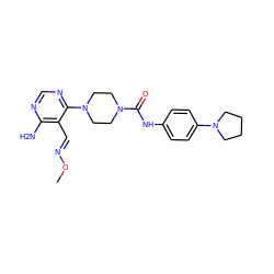 CO/N=C/c1c(N)ncnc1N1CCN(C(=O)Nc2ccc(N3CCCC3)cc2)CC1 ZINC000028824165