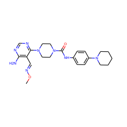 CO/N=C/c1c(N)ncnc1N1CCN(C(=O)Nc2ccc(N3CCCCC3)cc2)CC1 ZINC000028824156