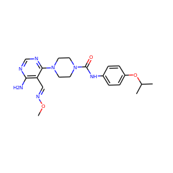 CO/N=C/c1c(N)ncnc1N1CCN(C(=O)Nc2ccc(OC(C)C)cc2)CC1 ZINC000028824155