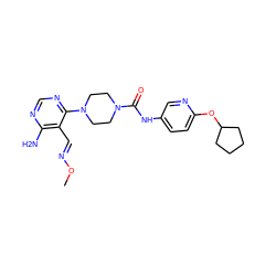 CO/N=C/c1c(N)ncnc1N1CCN(C(=O)Nc2ccc(OC3CCCC3)nc2)CC1 ZINC000028824163