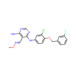 CO/N=C/c1c(N)ncnc1Nc1ccc(OCc2cccc(F)c2)c(Cl)c1 ZINC000029044250