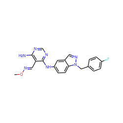 CO/N=C/c1c(N)ncnc1Nc1ccc2c(cnn2Cc2ccc(F)cc2)c1 ZINC000029044622