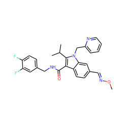 CO/N=C/c1ccc2c(C(=O)NCc3ccc(F)c(F)c3)c(C(C)C)n(Cc3ccccn3)c2c1 ZINC000096172256