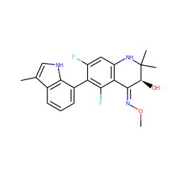 CO/N=C1/c2c(cc(F)c(-c3cccc4c(C)c[nH]c34)c2F)NC(C)(C)[C@H]1O ZINC000071318990